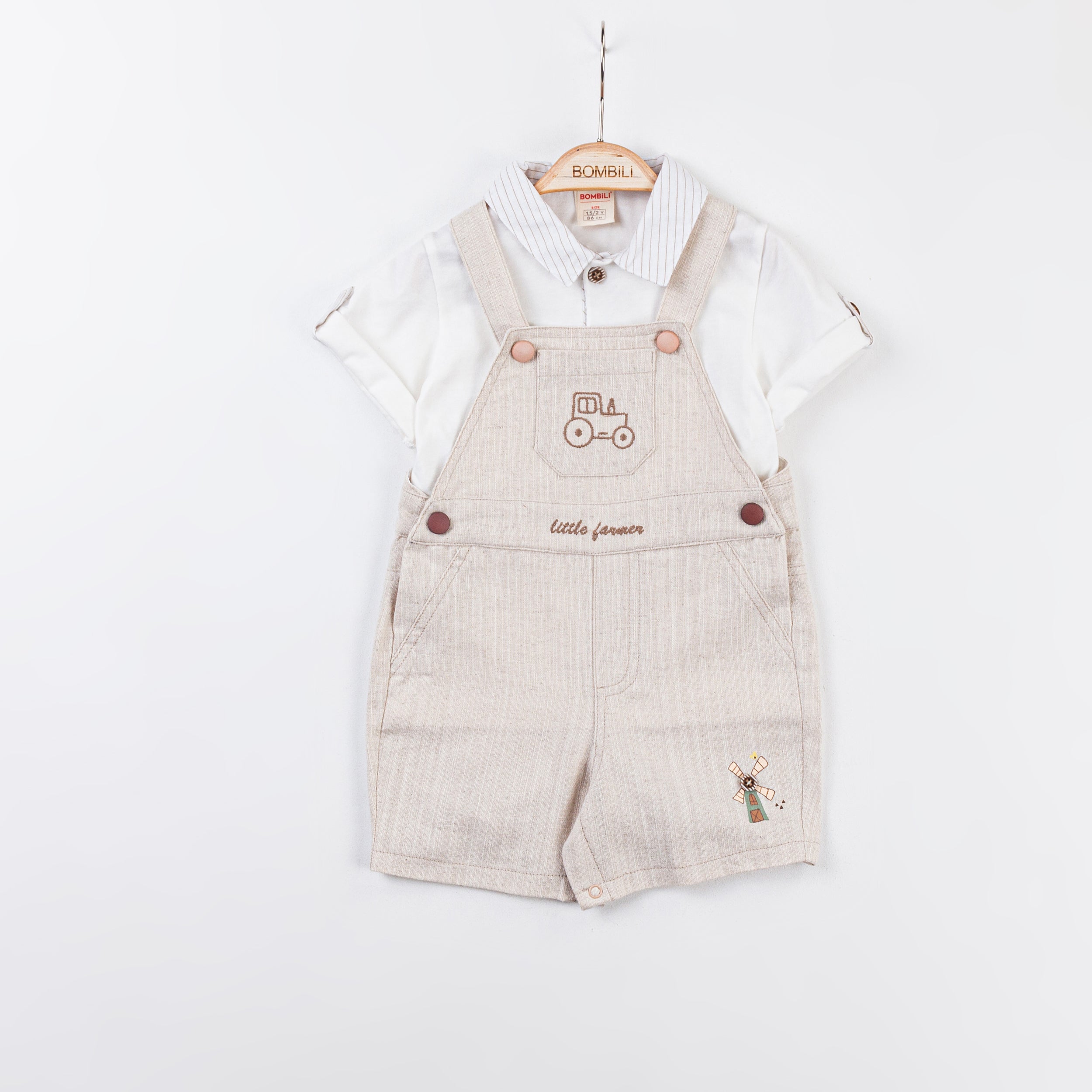 Bombili Boys “Little Farmer” 2-Piece Overall Set – Model 6758 (8–24 Months)