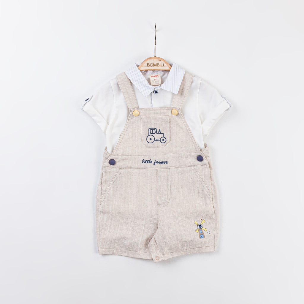 Bombili Boys “Little Farmer” 2-Piece Overall Set – Model 6758 (8–24 Months)